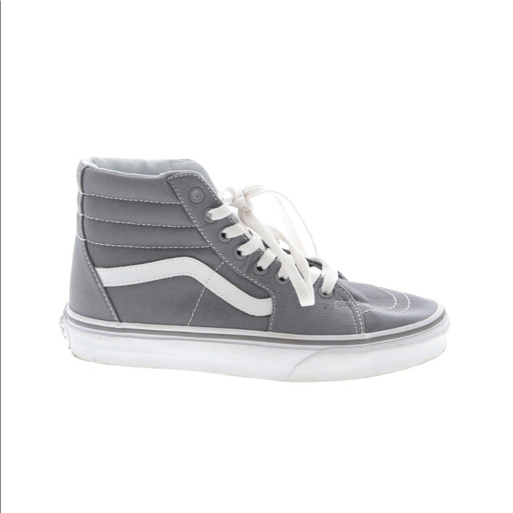 Vans Gray High Top Sneakers with White Stripe